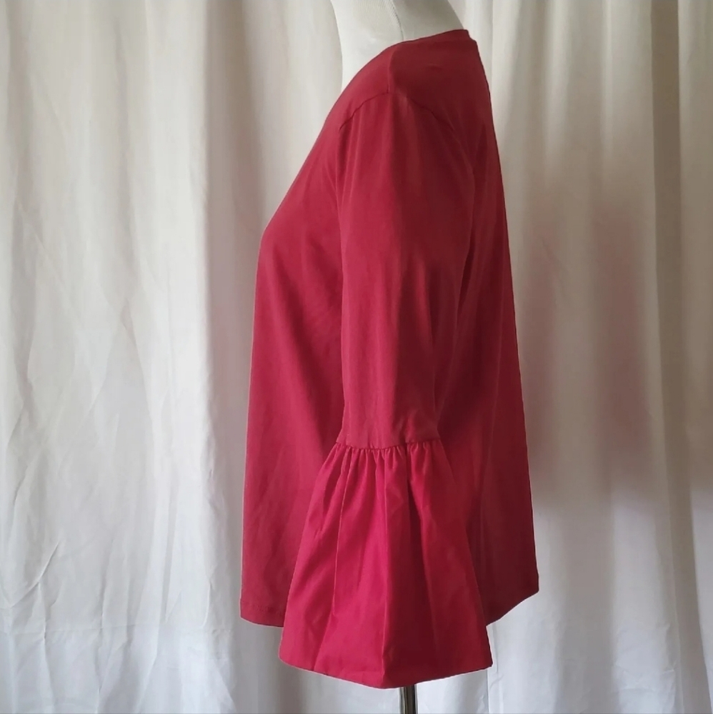 ANTHROPOLOGIE Bell Sleeve Top Cotton - Picture 2 of 4